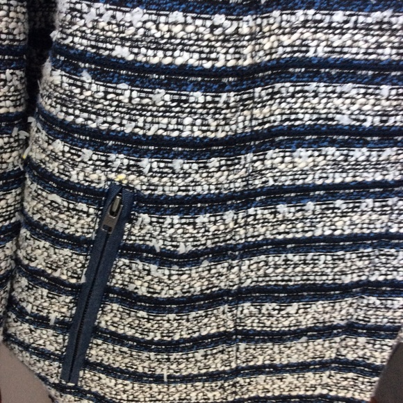 Loft Sweater Jacket Asymmetrical Denim Trim Blue - Picture 4 of 8